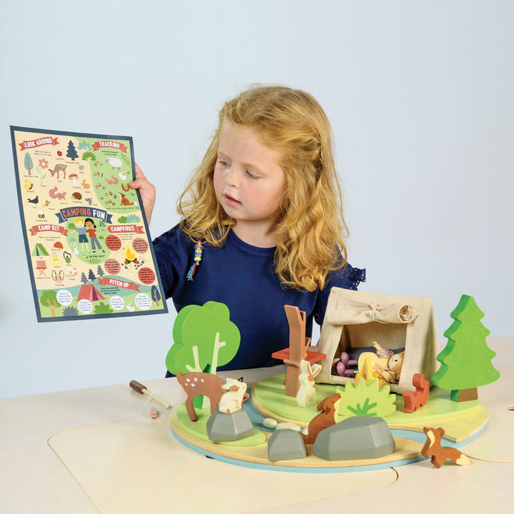 Wooden Toy Wildlife Camping Playset