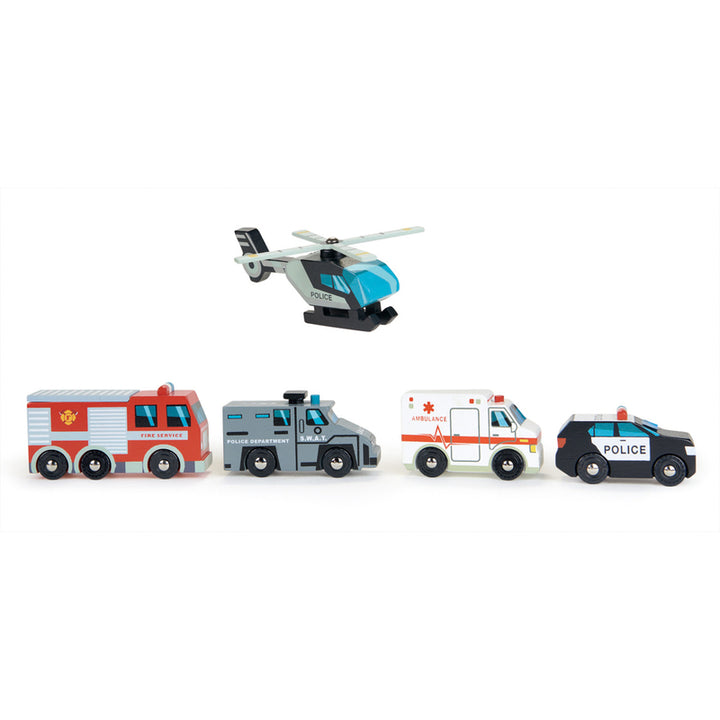 Wooden Toy Emergency Vehicles Set