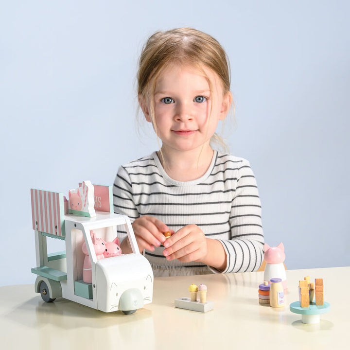 Tender Leaf Wooden Kitty's Milkshake Van Play Set