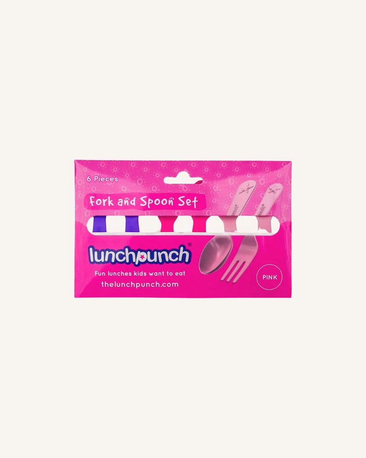 Lunch Punch Fork & Spoon Set - Pink