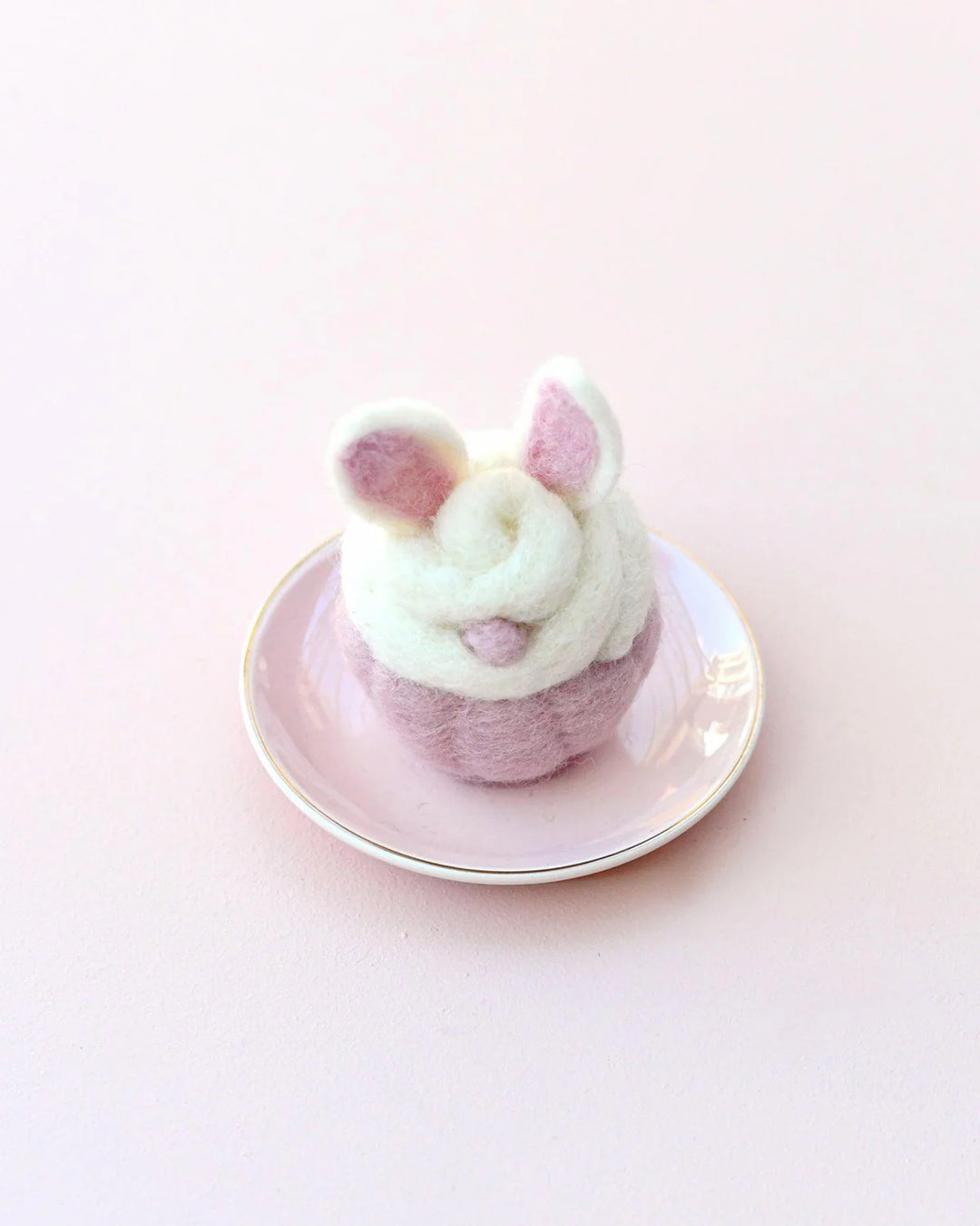 Felt Easter White Bunny with Ears Cupcake