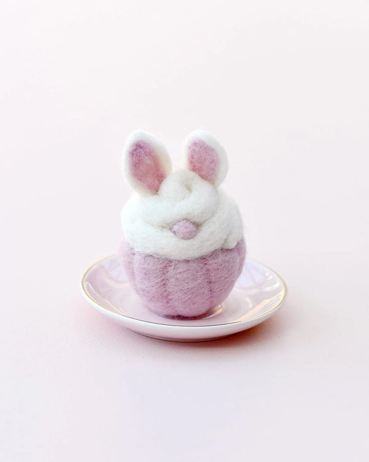 Felt Easter White Bunny with Ears Cupcake