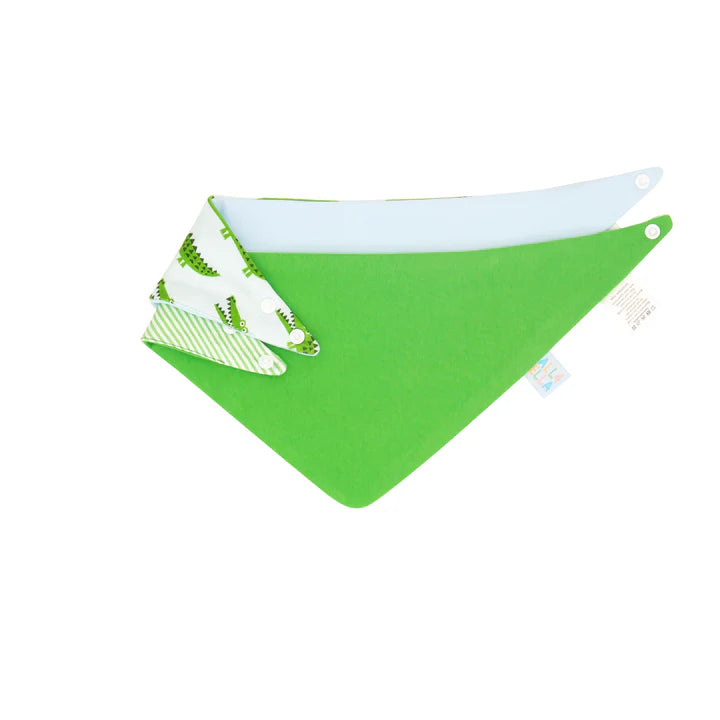 All4Ella Reversible Bandana Bibs 2 Pack - Crocodile