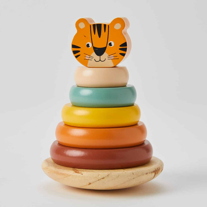 Wooden Stacking Rings Tower - Tiger