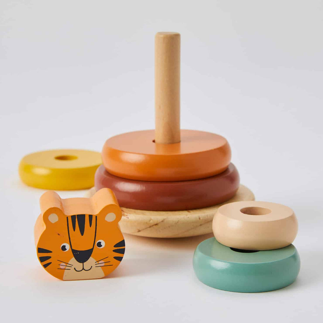 Wooden Stacking Rings Tower - Tiger