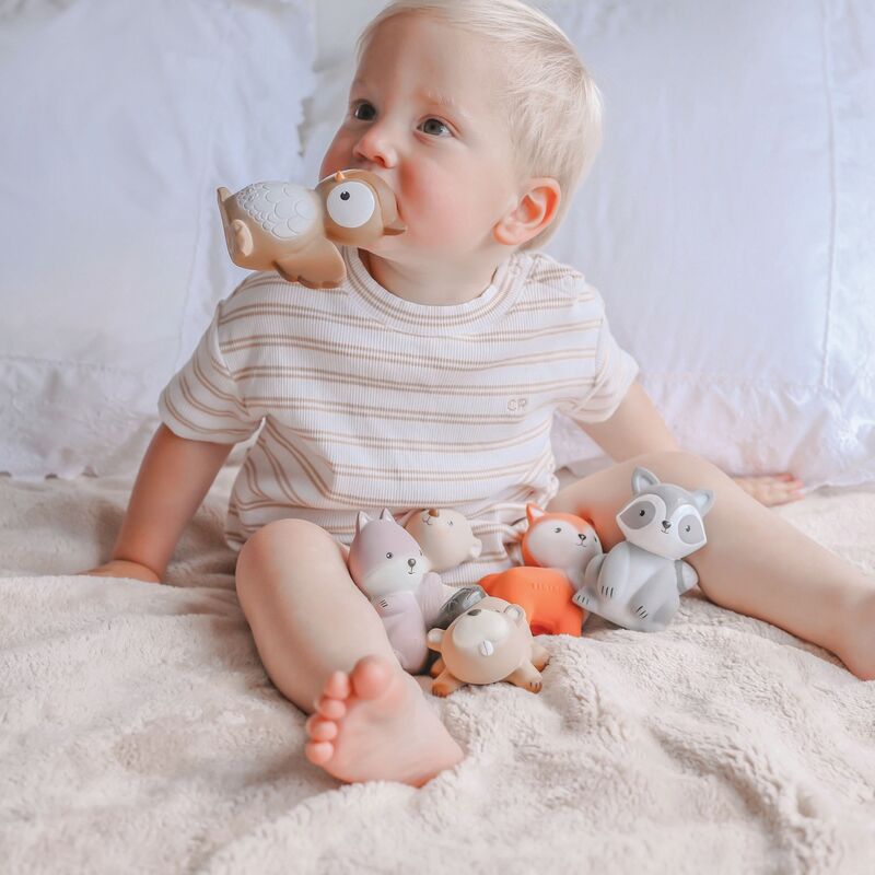 Tikiri Natural Rubber Teether Rattle & Bath Toy - Owl