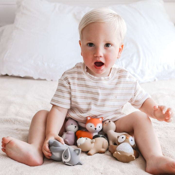Tikiri Natural Rubber Teether Rattle & Bath Toy - Owl