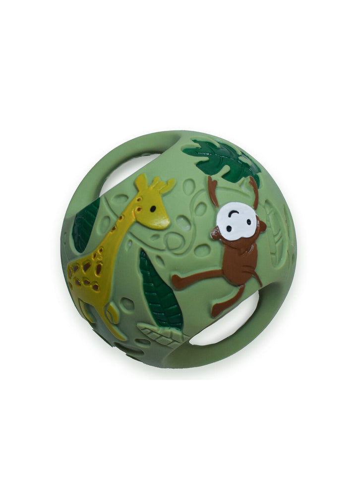 Tikiri My First Grabbing Ball Natural Rubber Toy -  Safari Green