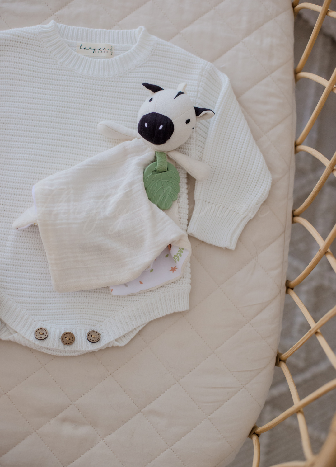 Tikiri Zoo Organic Comforter with Rubber Teether