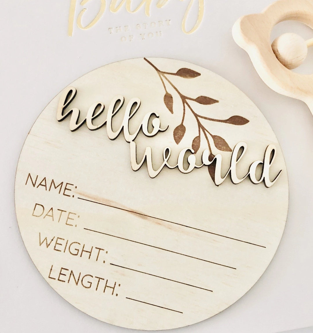 Timber Announcement Plaque - Hello World Classic