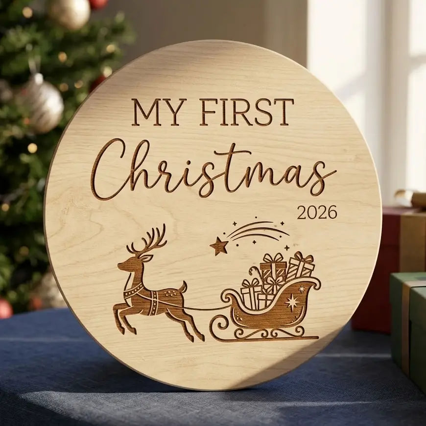 My First Christmas 2026 Plaque - Santa Sleigh