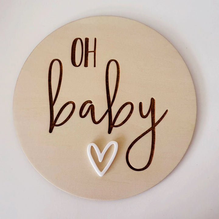 Timber Announcement Plaque - Oh Baby Heart