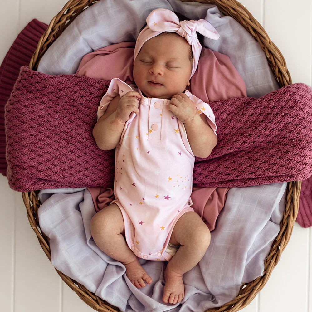 Snuggle Hunny Organic Short Sleeve Frill Bodysuit - Twinkle
