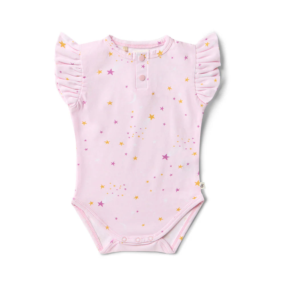 Snuggle Hunny Organic Short Sleeve Frill Bodysuit - Twinkle