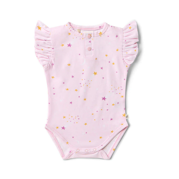 Snuggle Hunny Organic Short Sleeve Frill Bodysuit - Twinkle