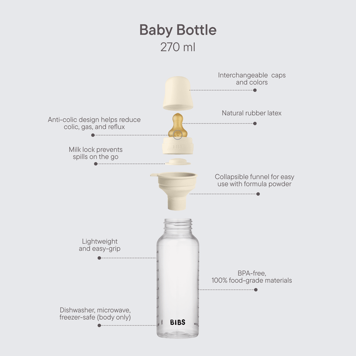 BIBS Baby Bottle Complete Set Latex 270ml - Assorted