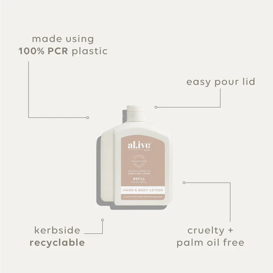 al.ive Hand & Body Lotion 650ml Refill - Apricot & Sweet Fig