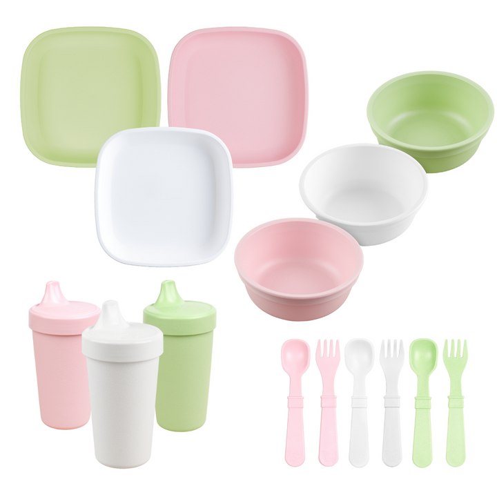 Re-Play 12 Piece Bundle Set with Sippy Cups - Neapolitan Pastels