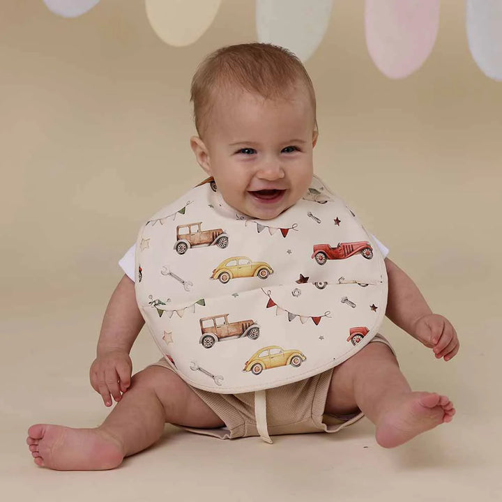 Snuggle Hunny Waterproof Snuggle Bib - Vintage Cars