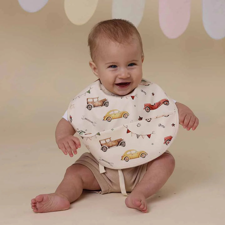 Snuggle Hunny Waterproof Snuggle Bib - Vintage Cars