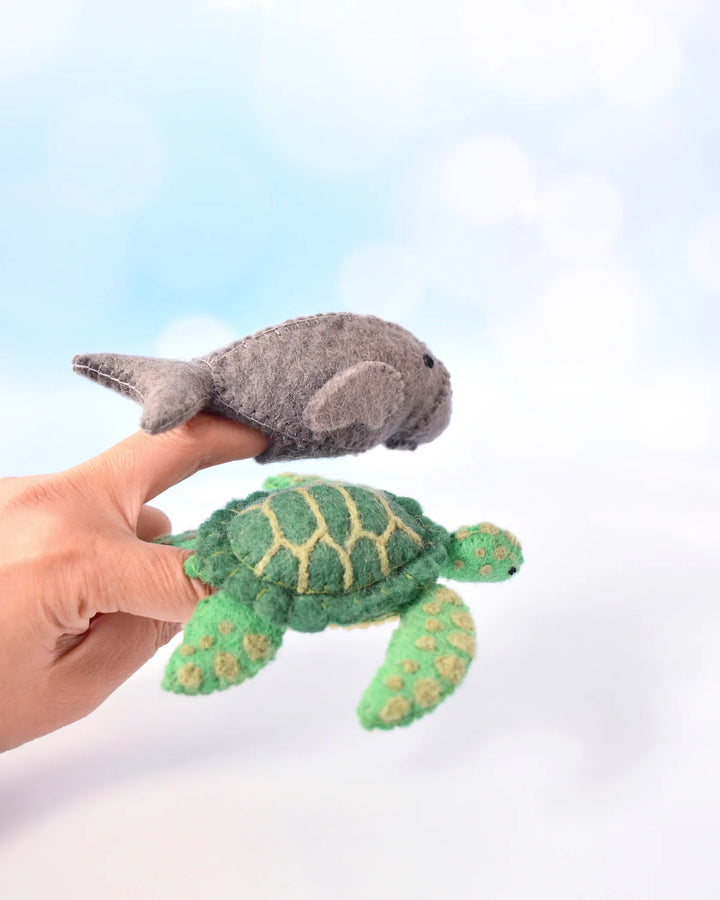 Waru and Dhangal - Sea Turtle & Dugong Felt Finger Puppets Set
