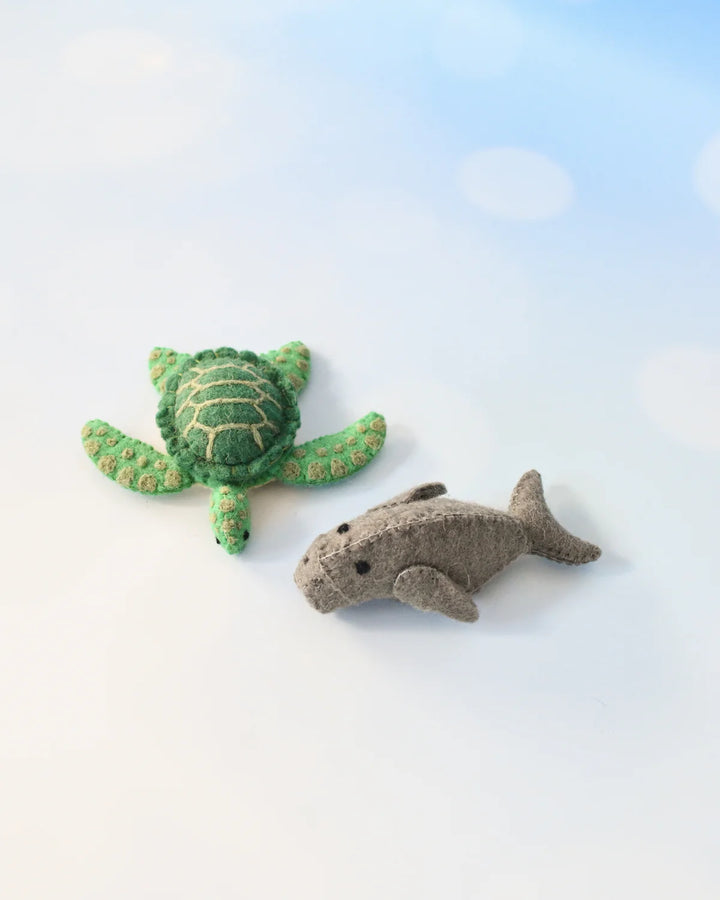 Waru and Dhangal - Sea Turtle & Dugong Felt Finger Puppets Set