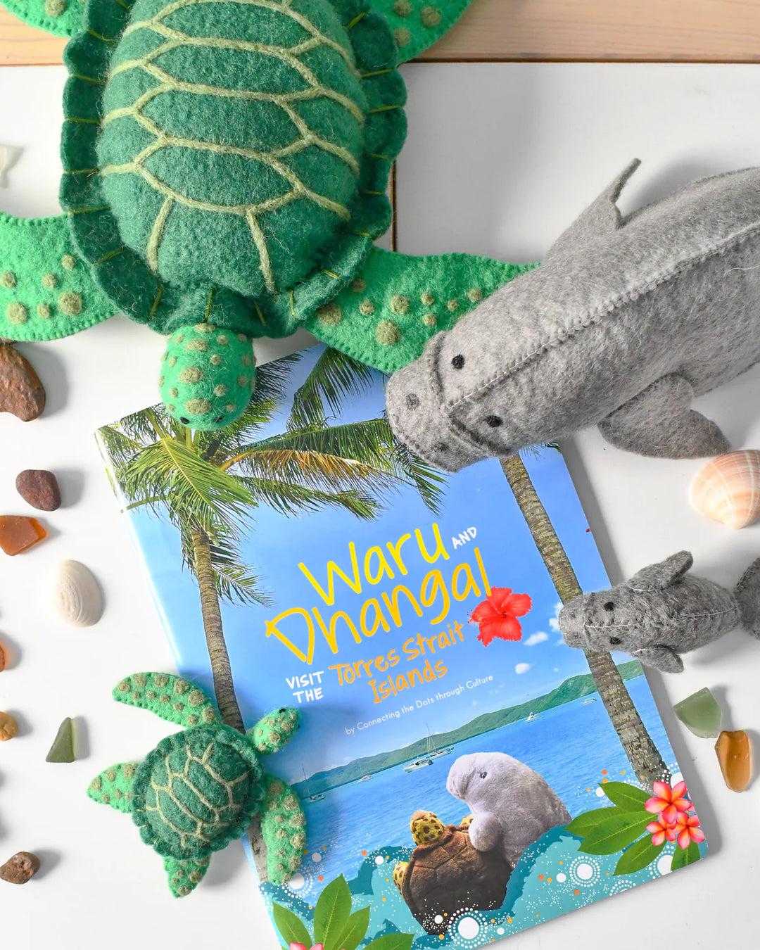 Waru and Dhangal - Sea Turtle & Dugong Felt Finger Puppets Set