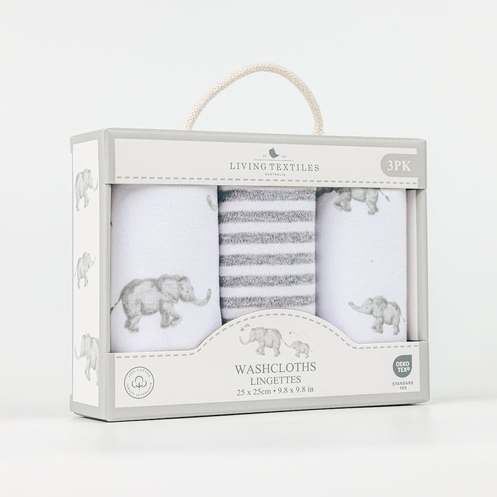 Watercolour Elephant 3pk Washcloth Gift Set