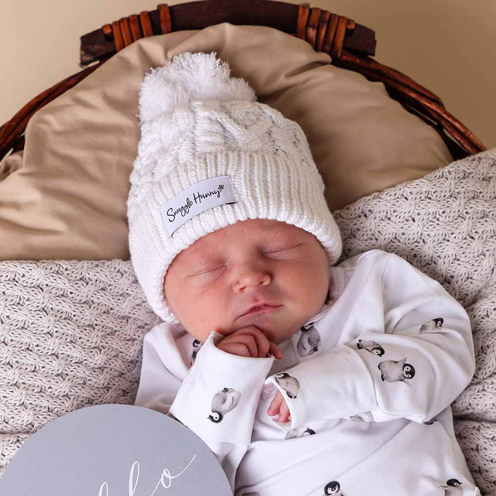 Snuggle Hunny Newborn Organic Knit Beanie -  White