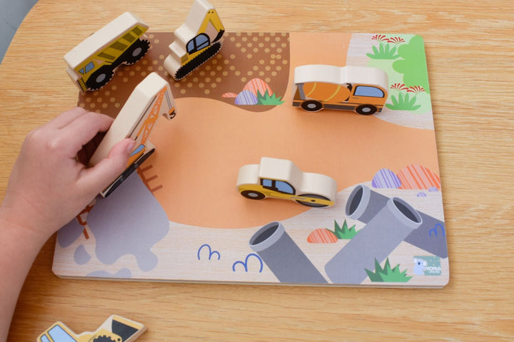 Construction Chunky Wooden Puzzle/Playset
