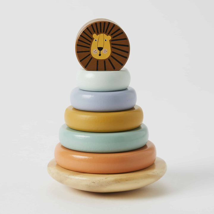 Wooden Stacking Rings Tower - Lion