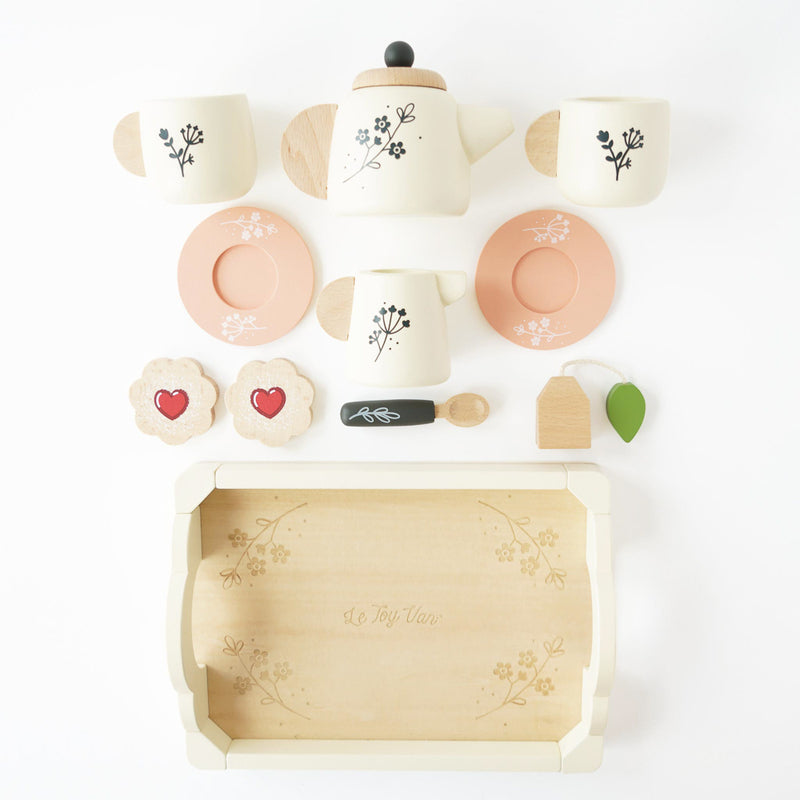 Le Toy Van Wooden Tea Set & Tray - 12 Pieces