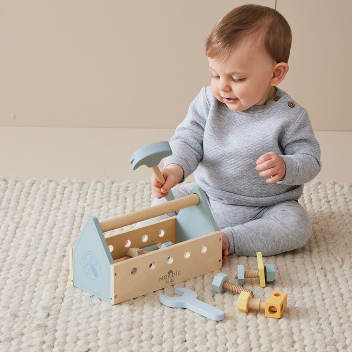 Wooden Tool Box & Accessories Set