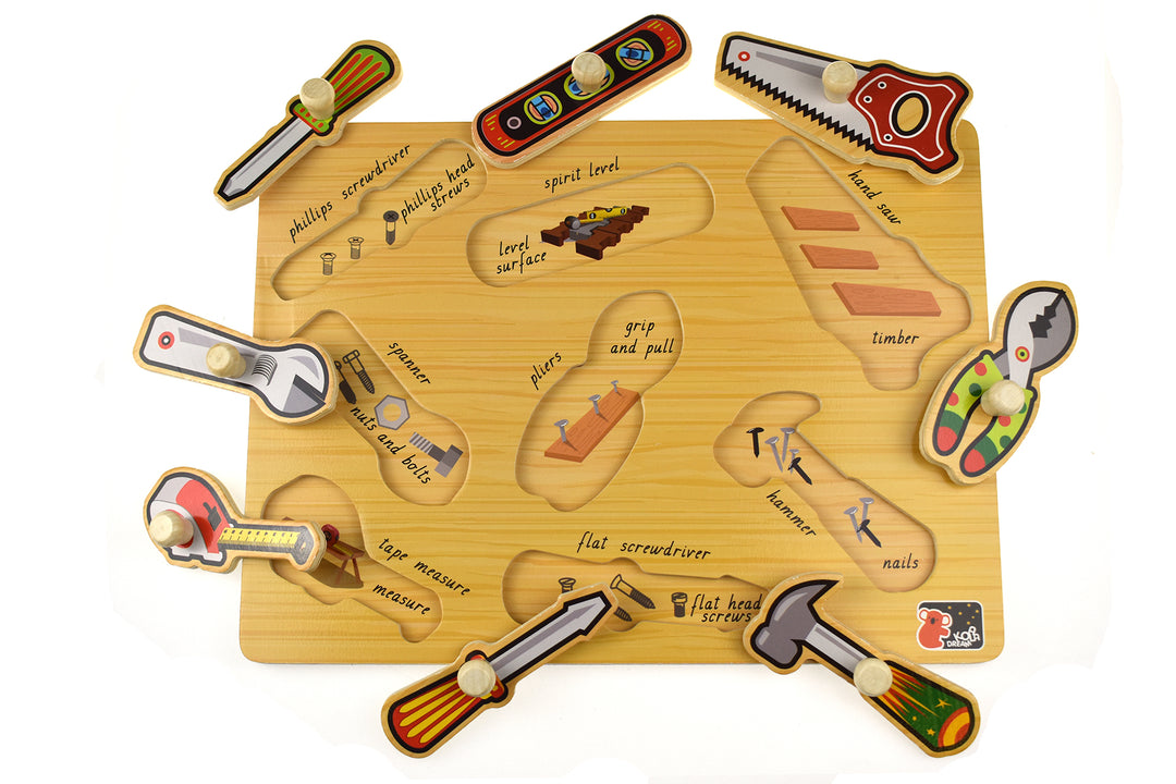 Wooden Work Tool Peg Puzzle