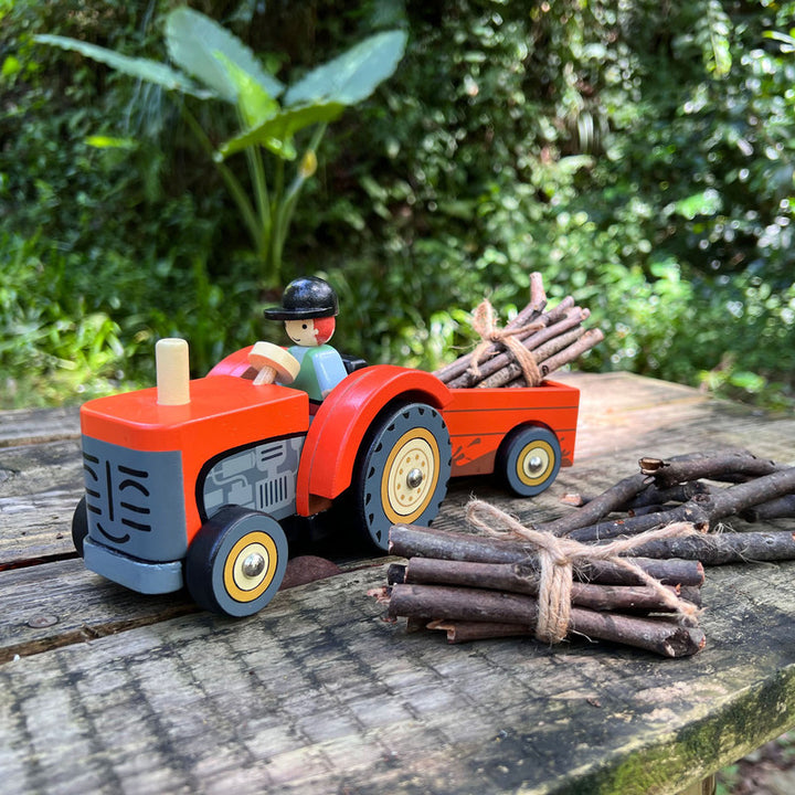 Wooden Farmyard Tractor Play Set