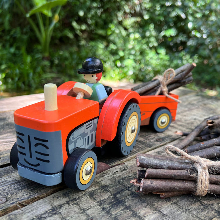 Wooden Farmyard Tractor Play Set