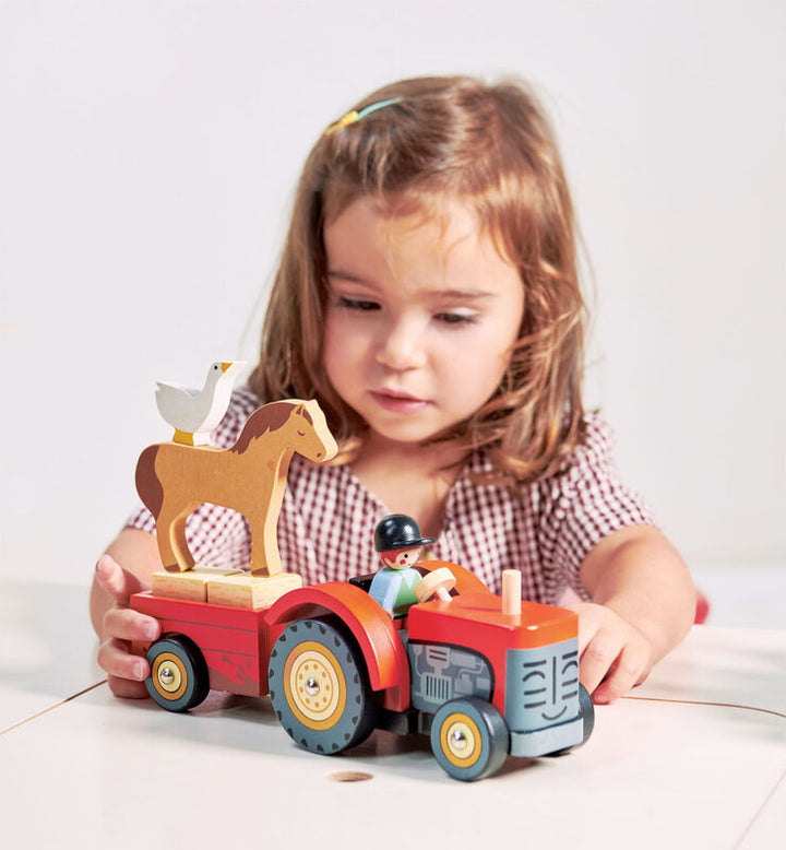 Wooden Farmyard Tractor Play Set