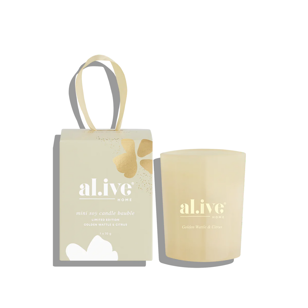 al.ive Mini Soy Candle Bauble - Golden Wattle & Citrus