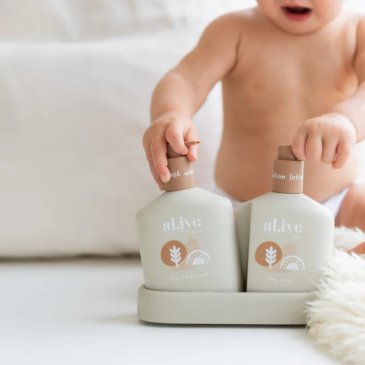 al.ive body Calming Oatmeal Baby Duo Wash & Body Lotion Tray Gift Set