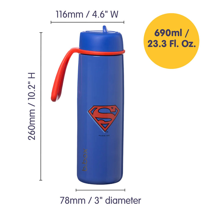 b.box Insulated Flip Top Drink Bottle 690ml - Superman