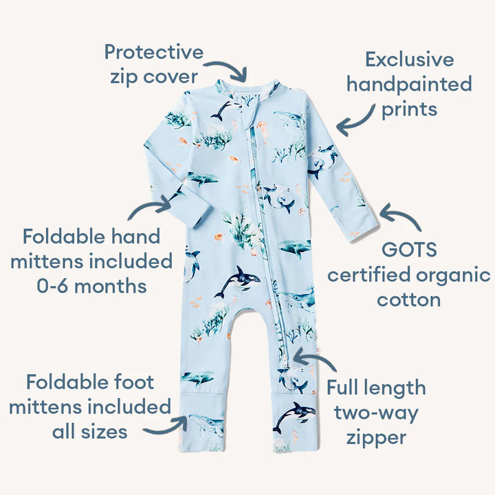 Snuggle Hunny Organic Snugglesuit - Blue Ocean