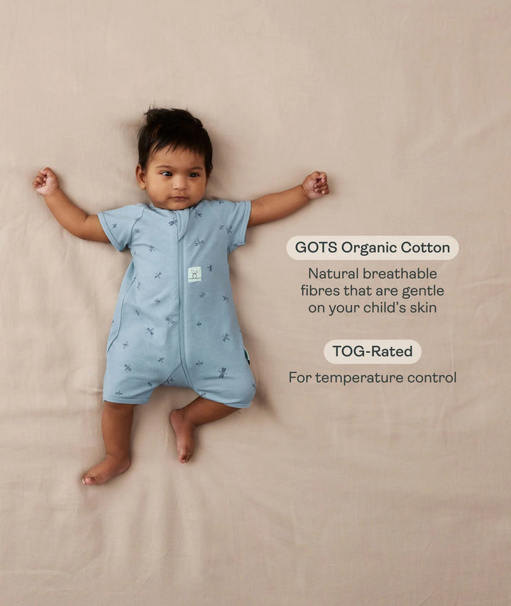 ergoPouch Layer | Short Sleeve Zip Bodysuit 0.2 TOG - Oatmeal Marle