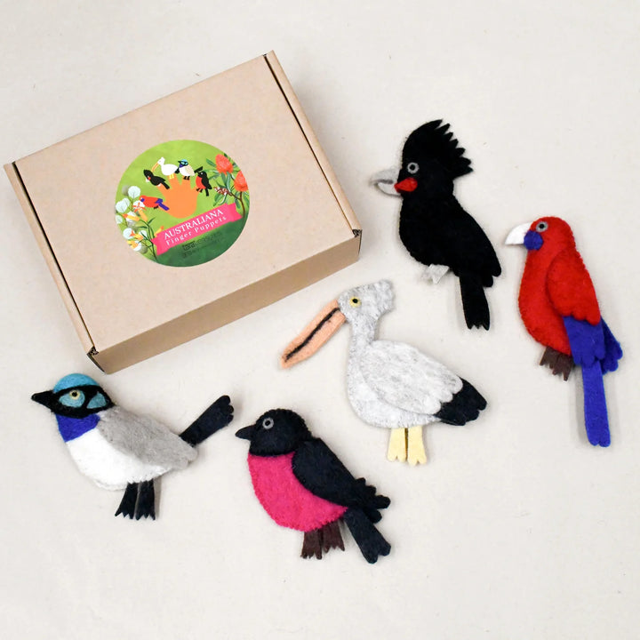 Felt Finger Puppet Set -  Australian Colourful Birds