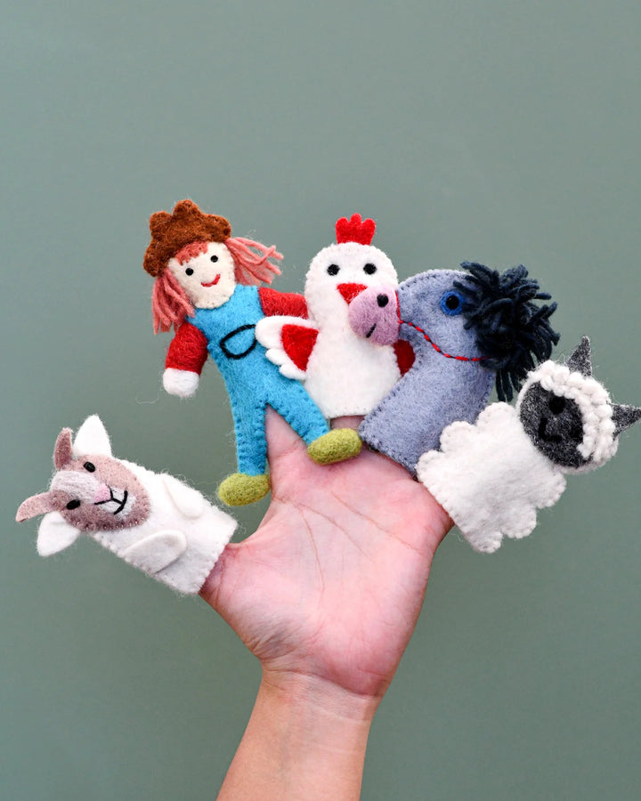 Felt Finger Puppet Set - Mrs MacDonald Farm Animals