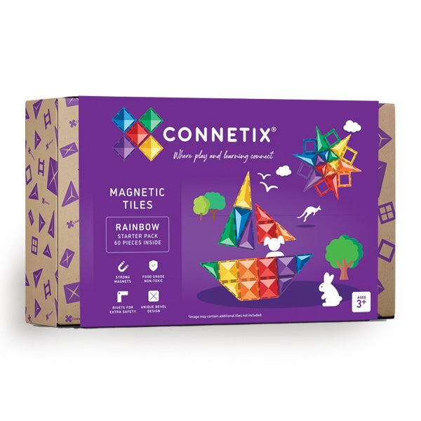Connetix Magnetic Tiles Rainbow 60 Piece Starter Pack