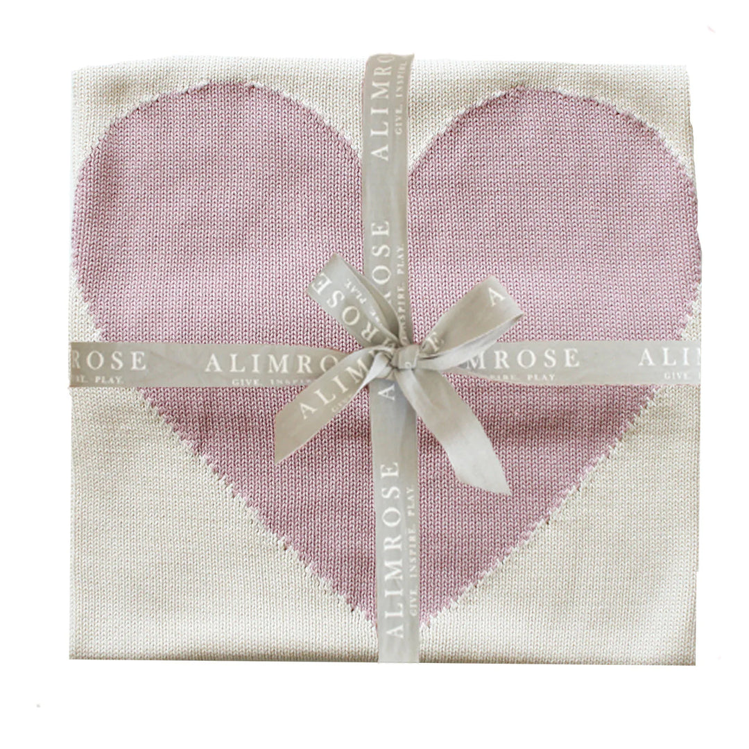 Alimrose Baby Heart Cotton Blanket - Natural & Pink