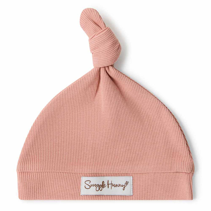 Snuggle Hunny Organic Ribbed Knotted Beanie - Rose