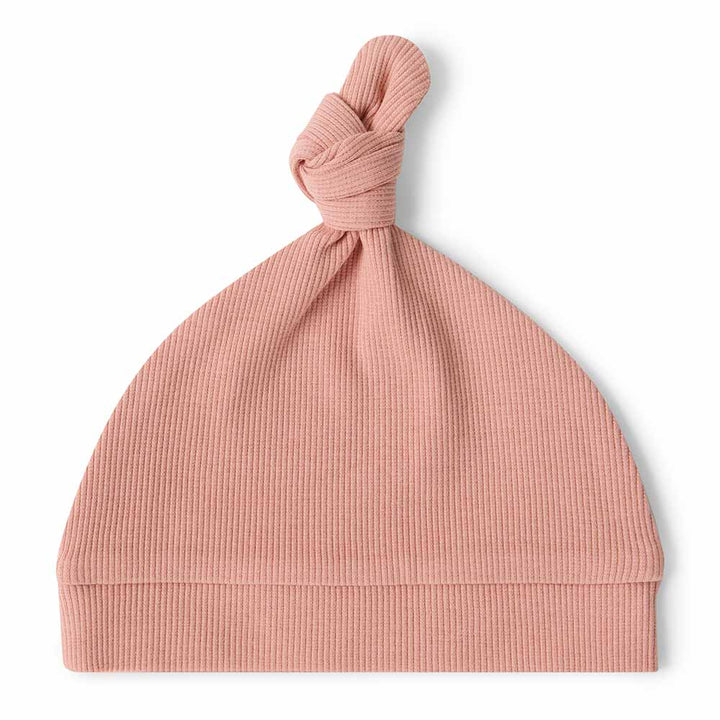 Snuggle Hunny Organic Ribbed Knotted Beanie - Rose