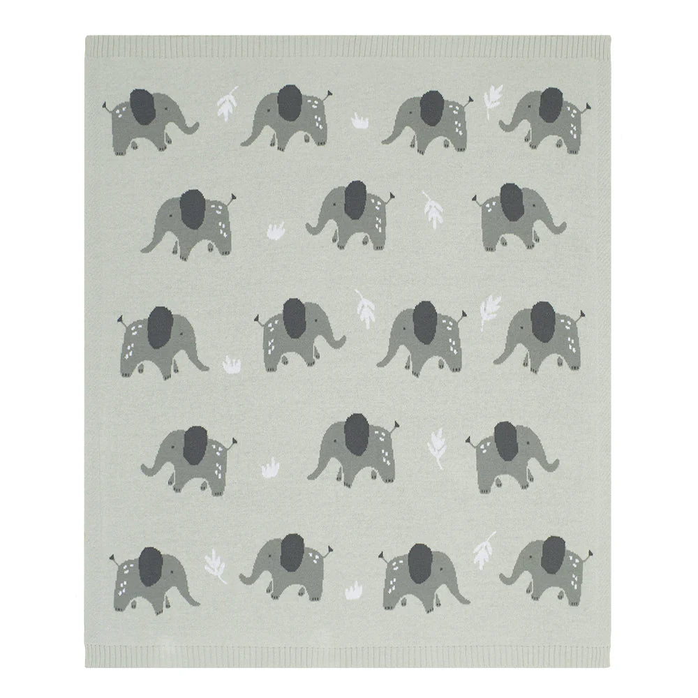 Cotton Knit Australiana Baby Blanket - Elephant