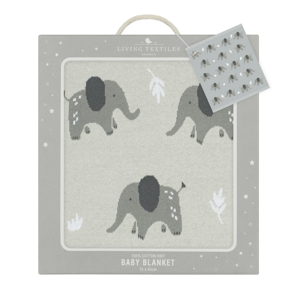 Cotton Knit Australiana Baby Blanket - Elephant